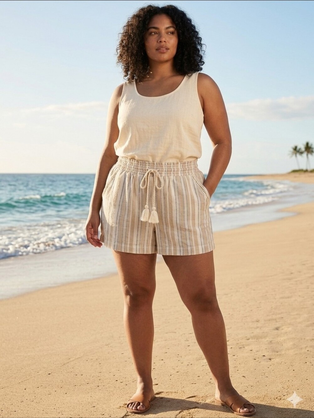 Briggs New York - Striped Linen Blend Shorts